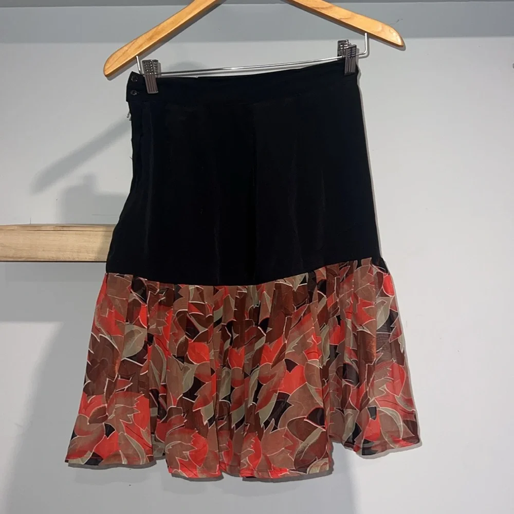 Black and‎ red floral sheer skirt